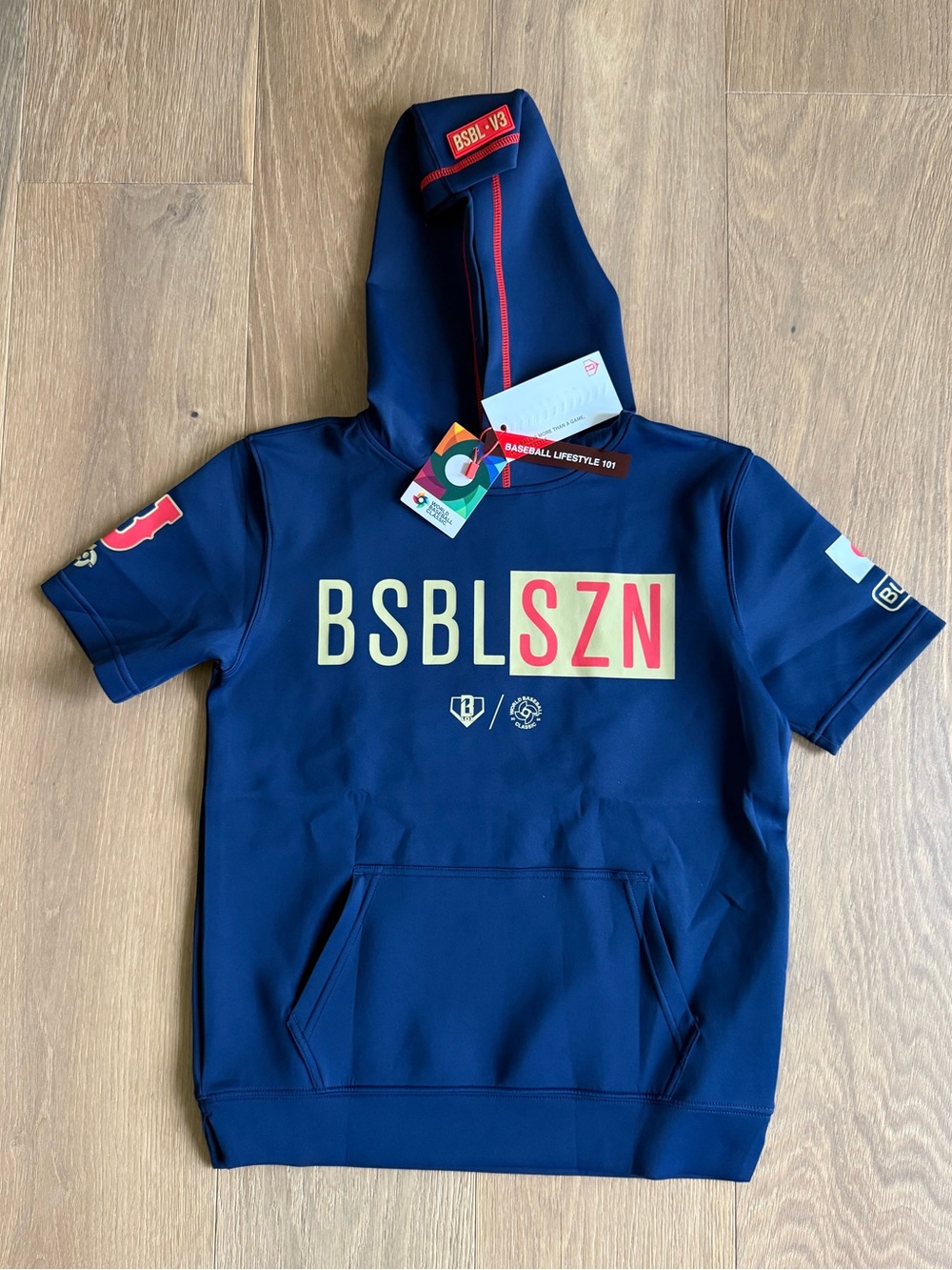 Baseball Lifestyle 101 - BSBL-SZN Short Sleeve Hoodie V3 -Size YM- NEW WITH TAGS